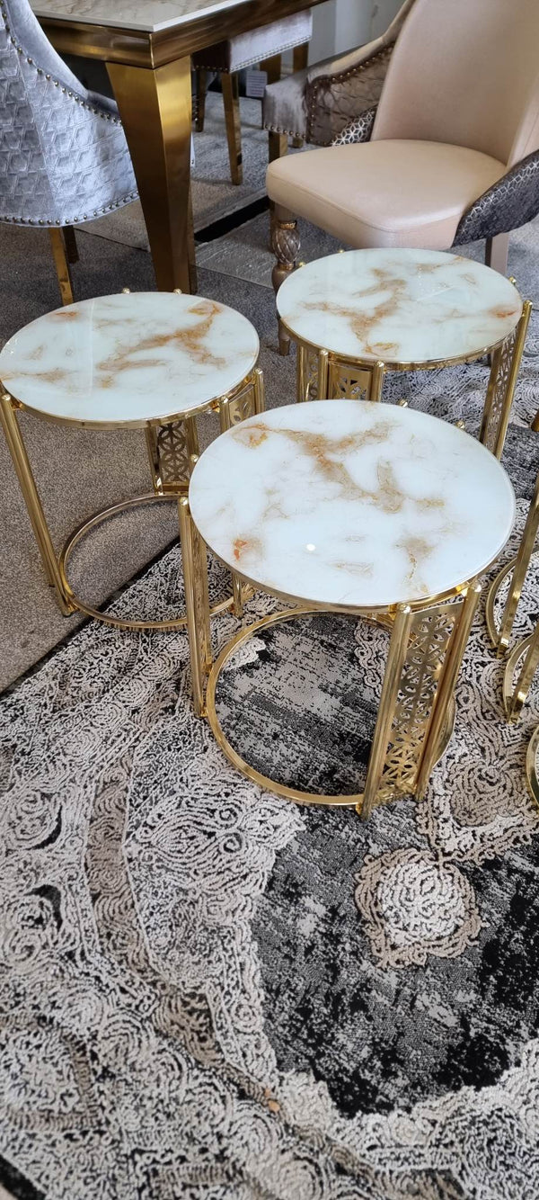 RONA NEST OF TABLES 3 - BLACK AND GOLD