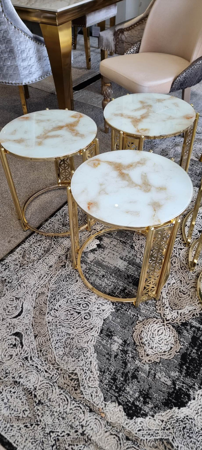 RONA NEST OF TABLES 3 - BLACK AND GOLD