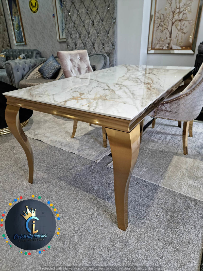 Lewis Gold Ceramic Dining Table1.5 and1.8m Size