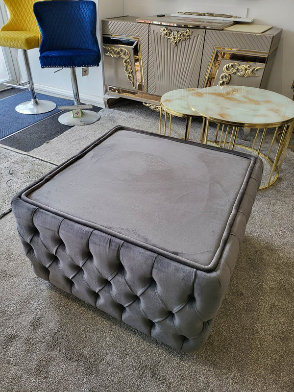 Square Upholstered Glass Coffee Table 75cm x 75cm
