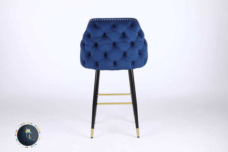 CHELSEA TUFFTED VELVET BARSTOOL ( BOX OF 2 STOOLS)