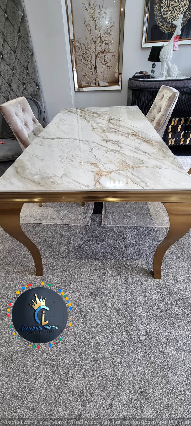 Lewis Gold Ceramic Dining Table1.5 and1.8m Size