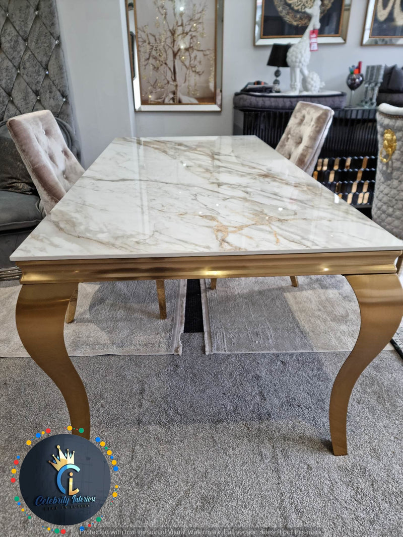 Lewis Gold Ceramic Dining Table1.5 and1.8m Size