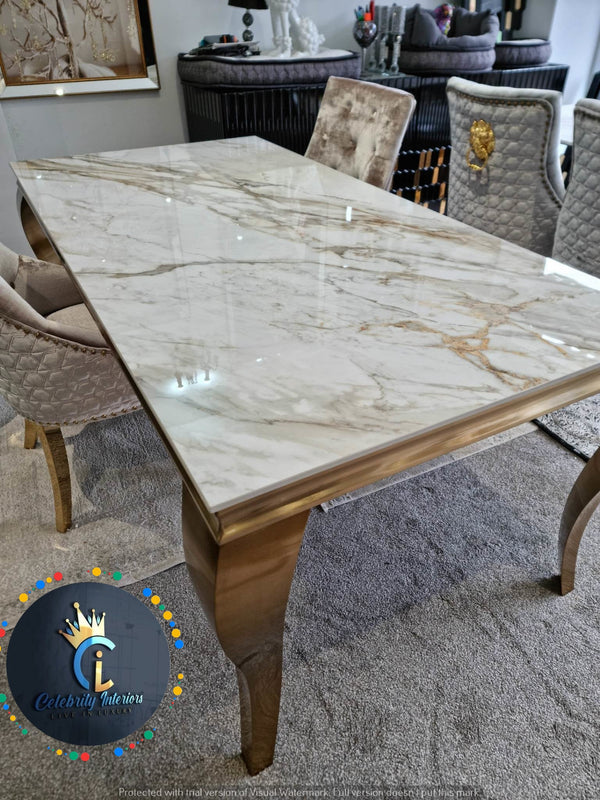 Lewis Gold Ceramic Dining Table1.5 and1.8m Size