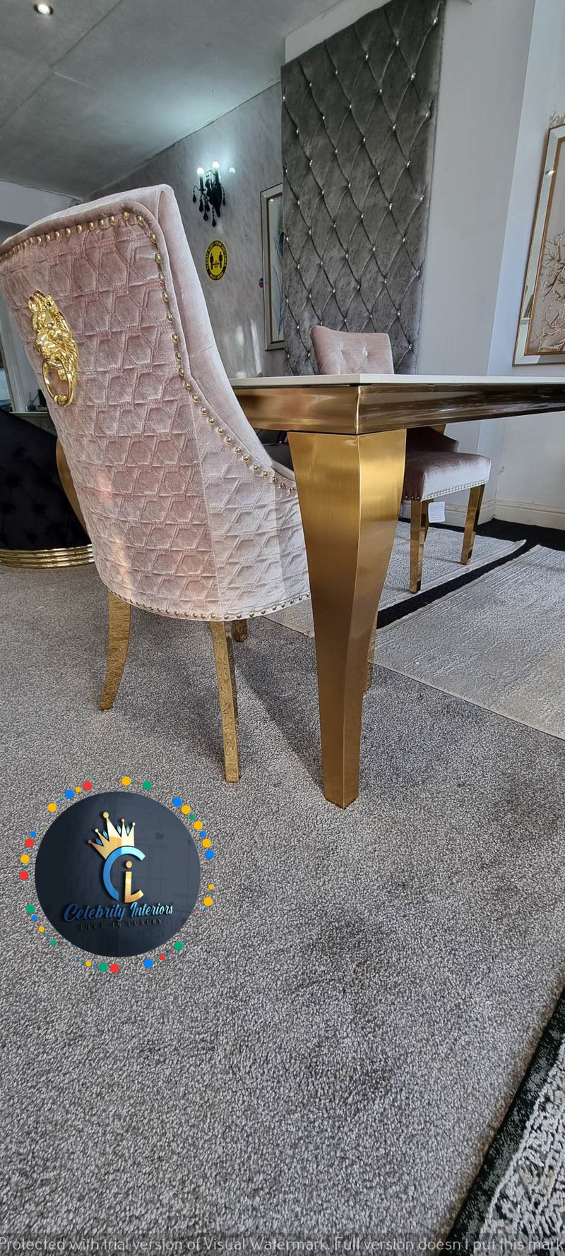 Lewis Gold Ceramic Dining Table1.5 and1.8m Size