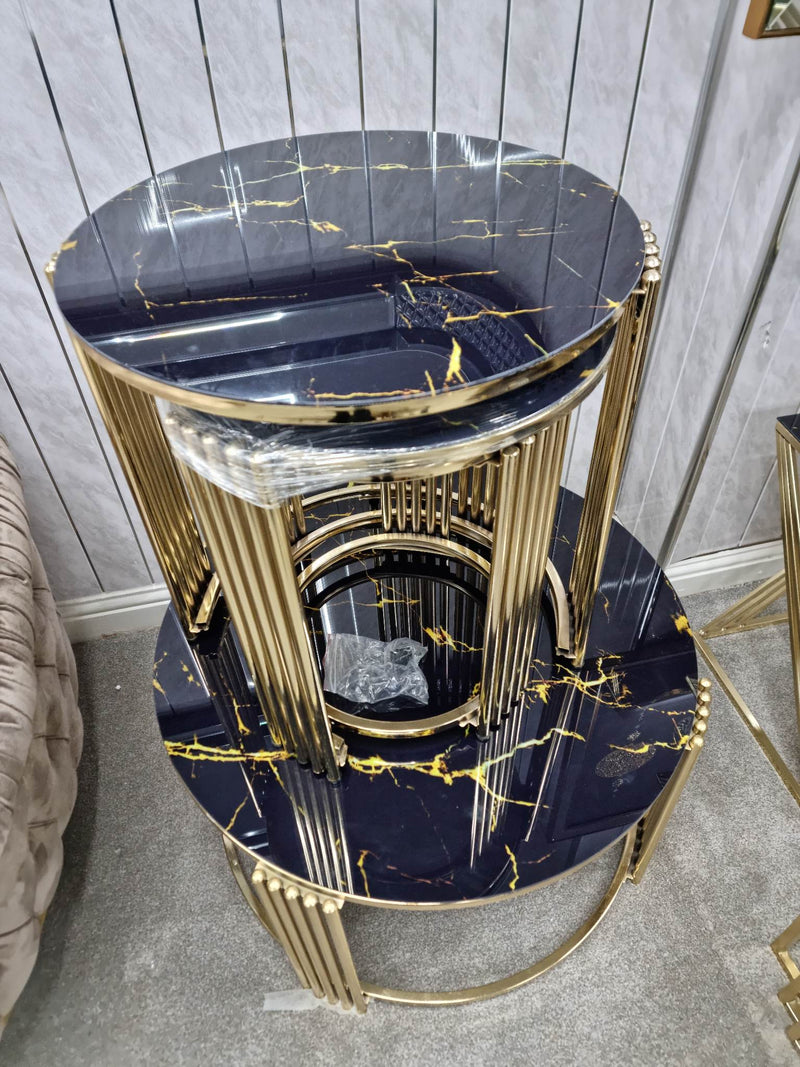 PARIS NEST OF TABLES 3+1 - BLACK AND GOLD