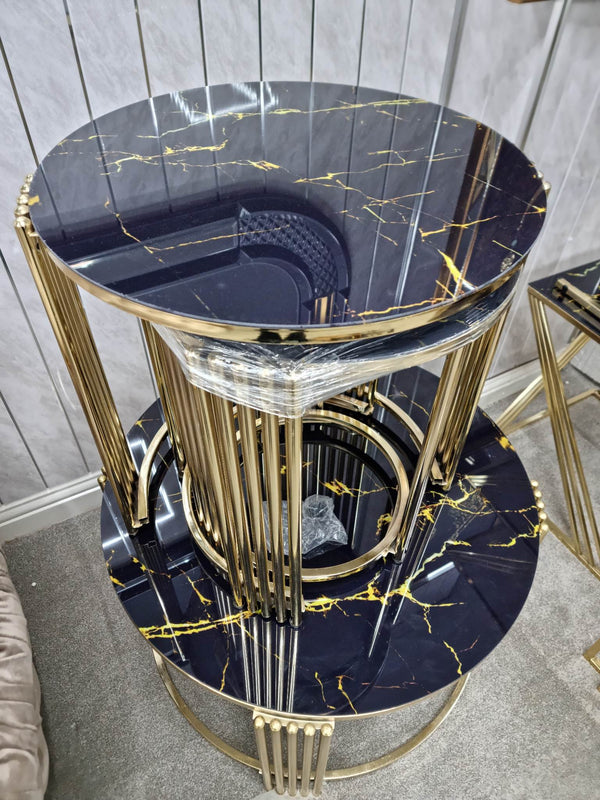 PARIS NEST OF TABLES 3+1 - BLACK AND GOLD