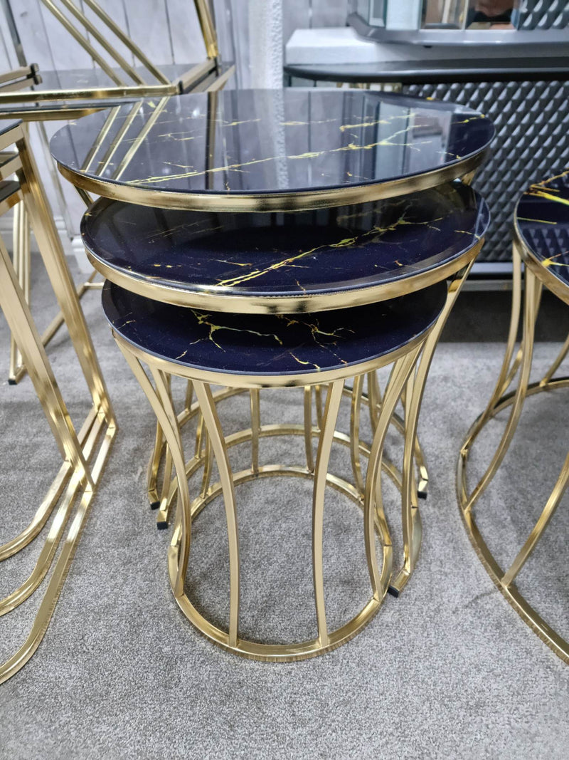 Nestof3 bronze gold tables sidetable goldtable livingroom furniture homedecor homeowner house nest 