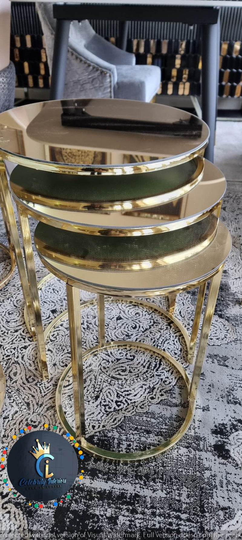 Nestof3 bronze gold tables sidetable goldtable livingroom furniture homedecor homeowner house nest 