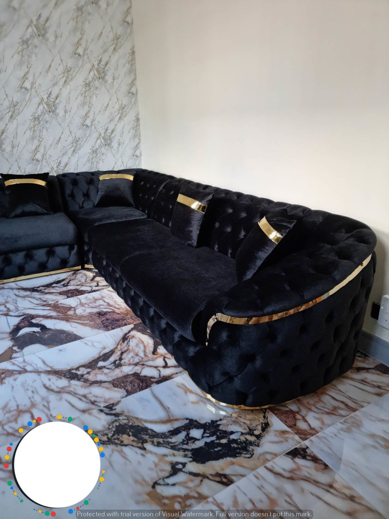 Black and gold 2024 velvet sofa