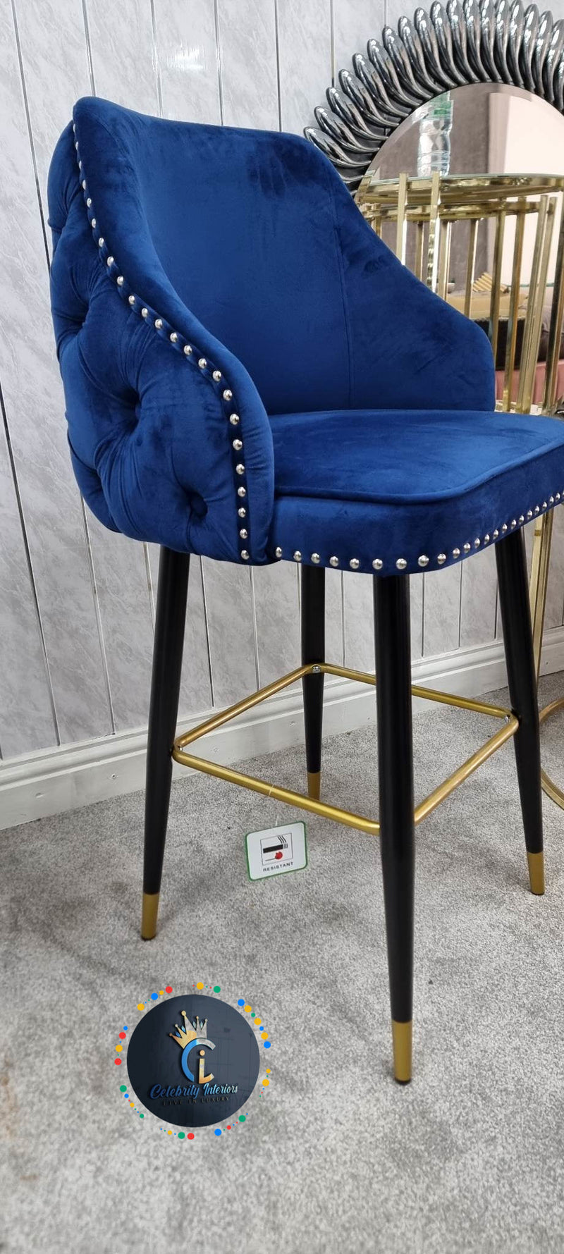 CHELSEA TUFFTED VELVET BARSTOOL ( BOX OF 2 STOOLS)