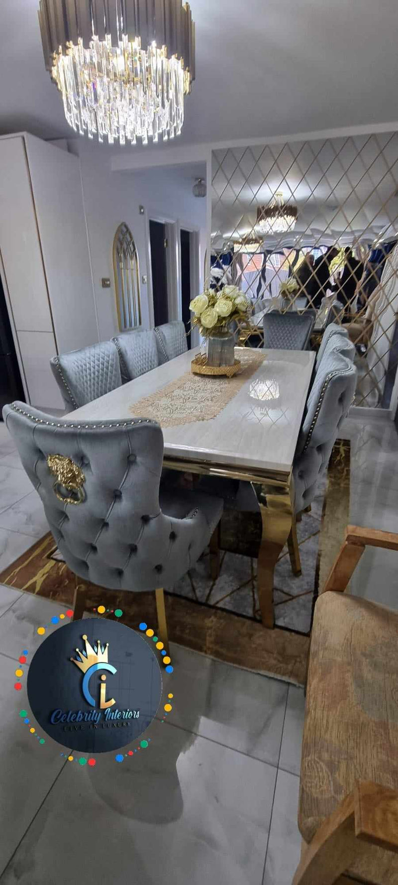 Sofia Dining Table + Victoria Lion Knocker Chairs