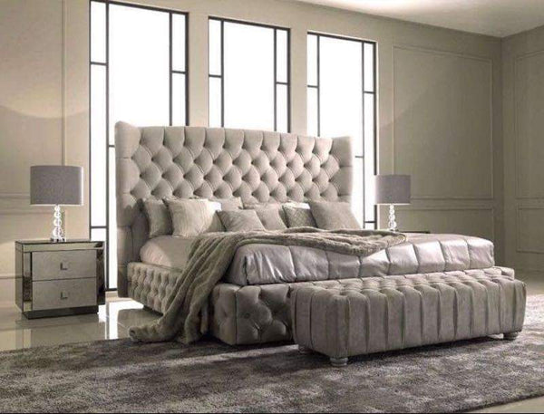 Sultan wing back curved foot board chesterfield Wingbackbed wingstylebed bed Velvet bed bedframe bedstead velvet beds bed double bed kingsize bed singlebed storage bed slatted bed strong bed crushed velvet bed crushed velvet velvet plush velvet fabric bed