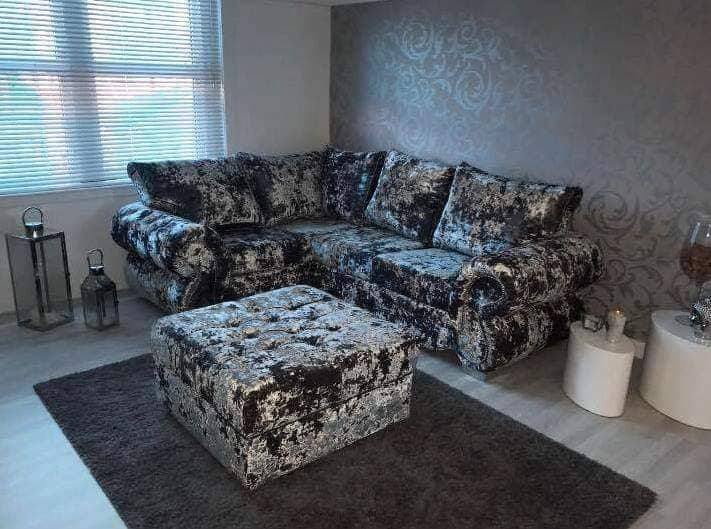 Rino Glitter Crushed Velvet Corner Sofa