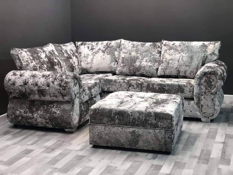 Rino Glitter Crushed Velvet Corner Sofa