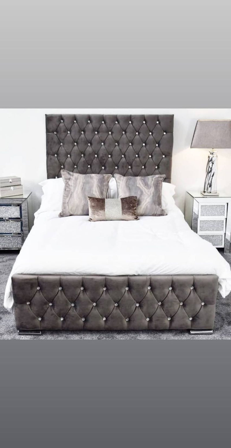 Majestic plush velvet bed Velvet bed bedframe bedstead velvet beds bed double bed kingsize bed singlebed storage bed slatted bed strong bed crushed velvet bed crushed velvet velvet plush velvet fabric bed