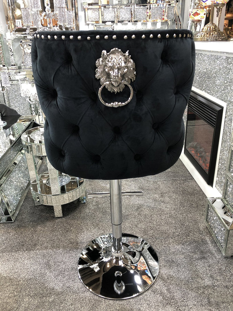 Valentino bar stool- plush velvet - lion knocker Velvet barstool adjustable barstool velvet bar stool bar chair bar stools upholstered barstool lion knocker barstool cream barstool black barstool grey barstool grey velvet barstool cream velvet barstool black velvet barstool