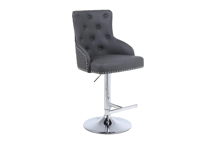 Majestic Bar Stool in Grey Plush Velvet