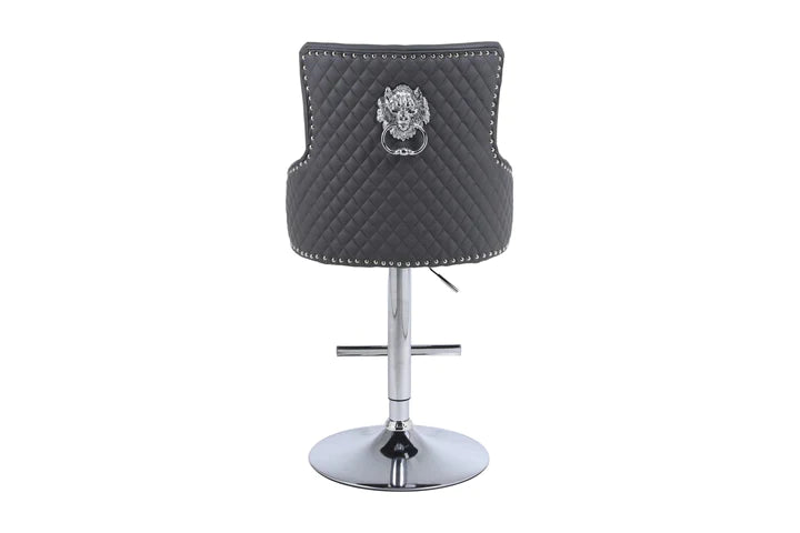 Majestic Bar Stool in Grey Plush Velvet