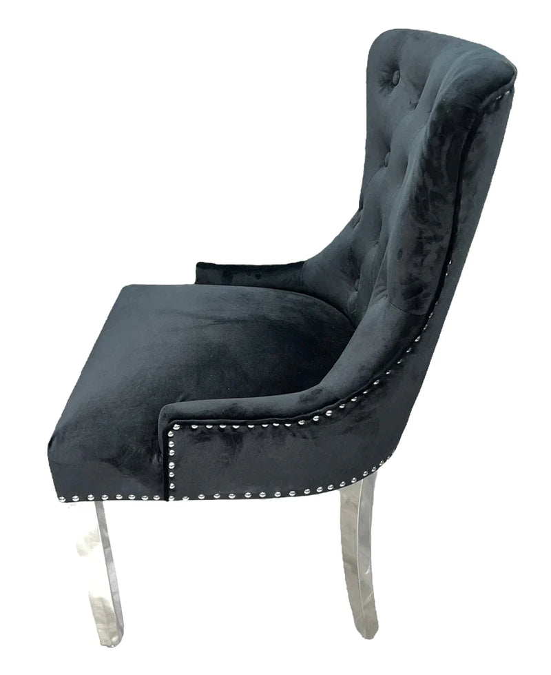 Chelsea Black Velvet Ring knocker Dining chair