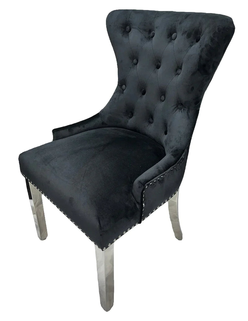 Chelsea Black Velvet Ring knocker Dining chair