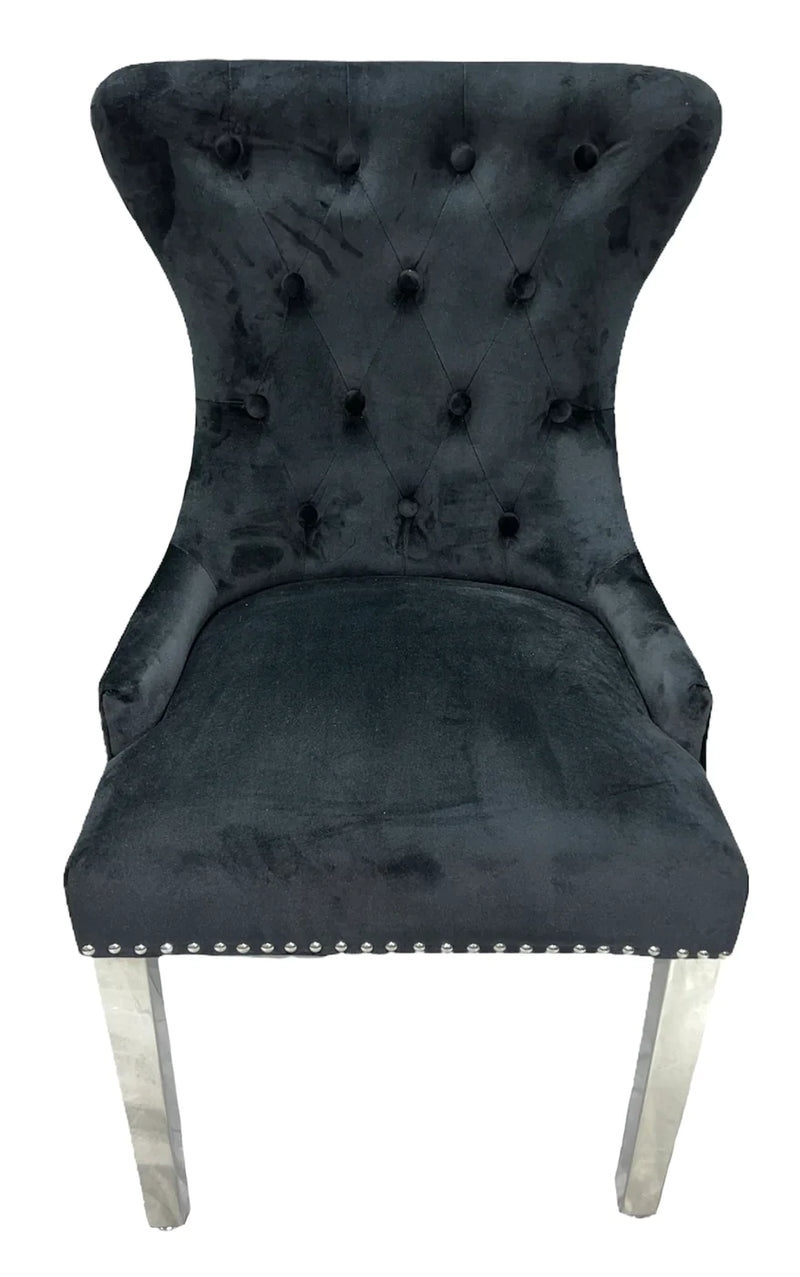 Chelsea Black Velvet Lion knocker Dining chair!