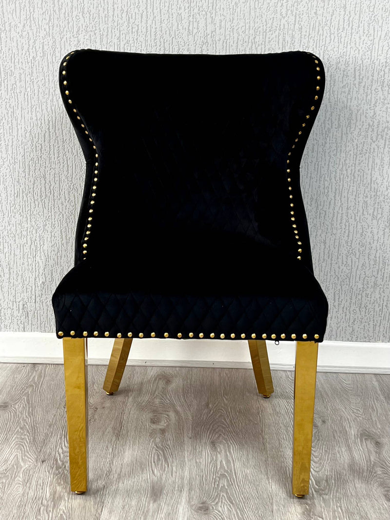 Valentino Gold Detailing Lion Knocker back Dining Chairs