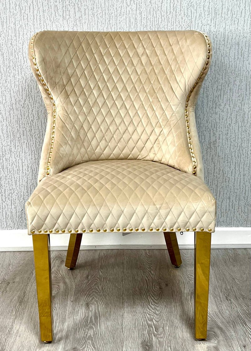 Valentino Gold Detailing Lion Knocker back Dining Chairs