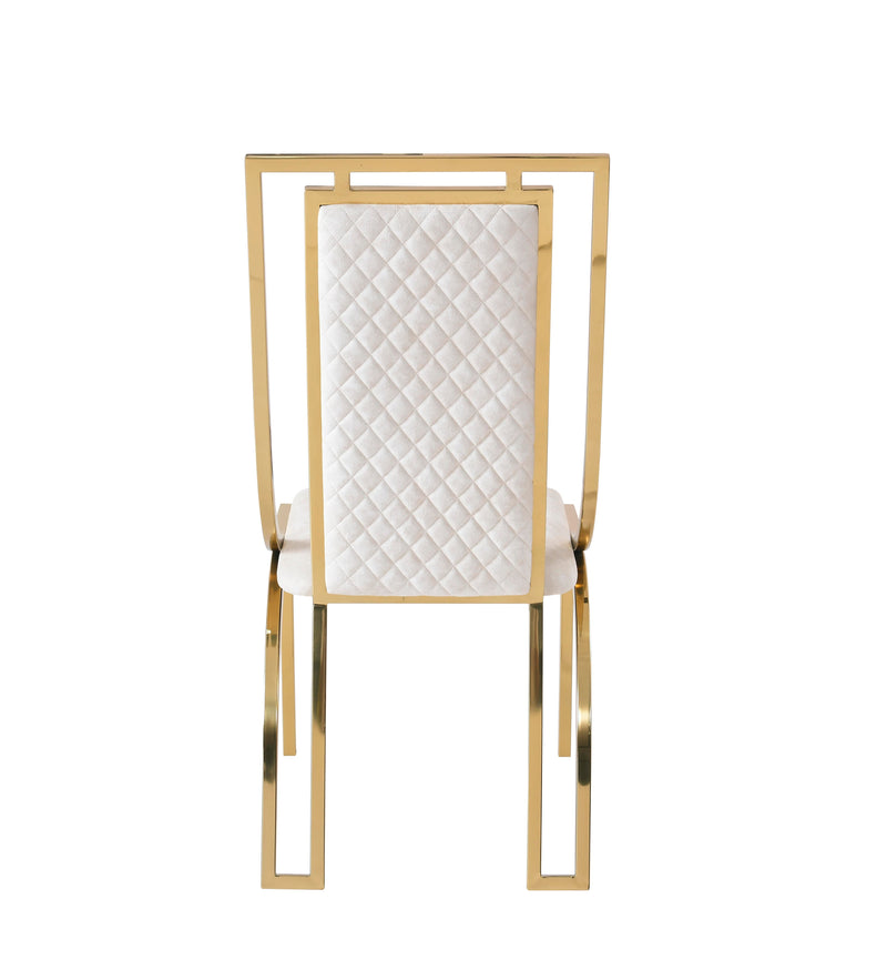 Amelia White Ceramic 180cm Gold + Windsor Dining Chair