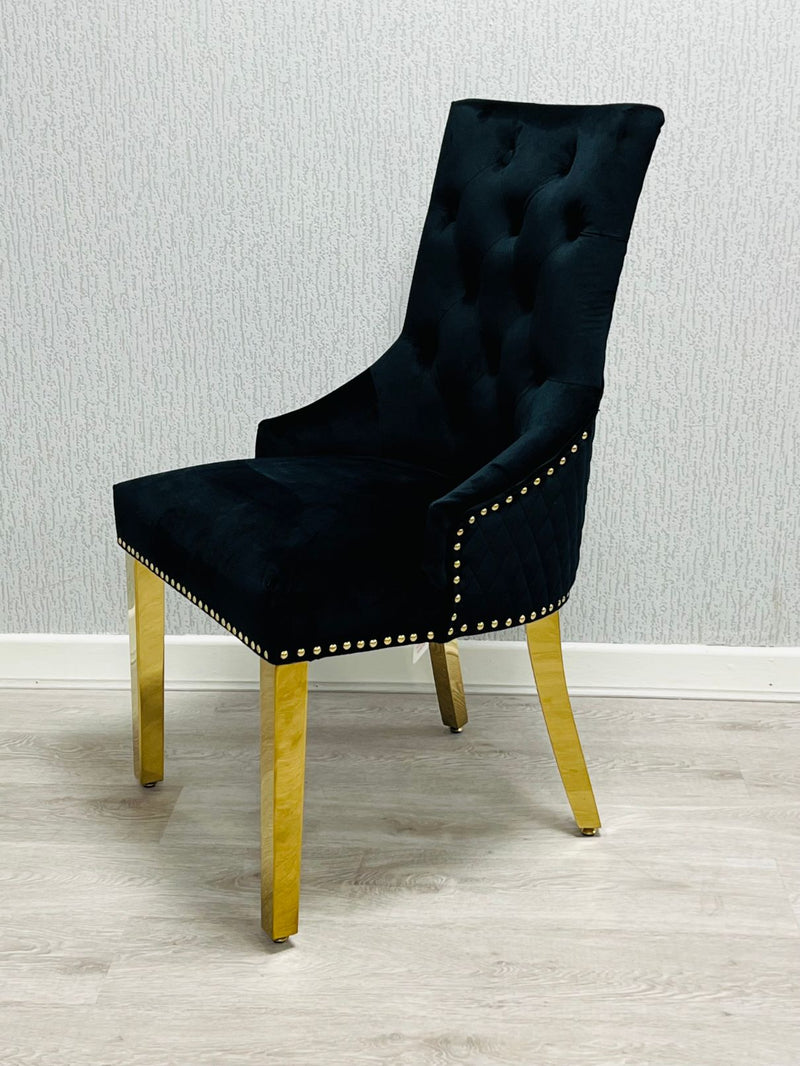 Majestic Velvet Dining Chair Gold Circle Knocker