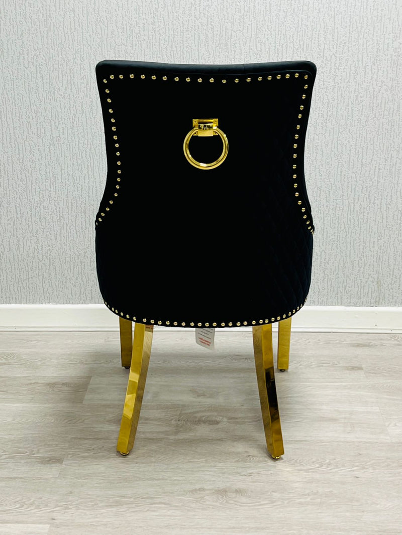 Majestic Velvet Dining Chair Gold Circle Knocker