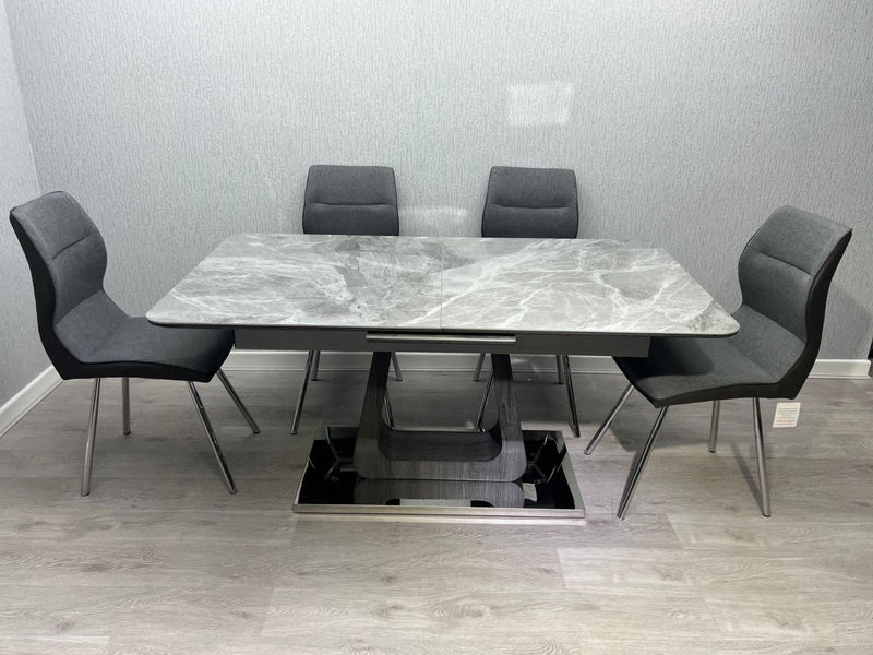 Zermatt Extendable Dining Table(160 – 200) (Grey Ceramic) with 6 Zermatt Chairs