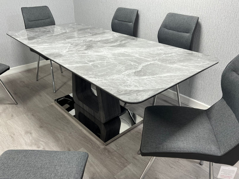 Zermatt 120cm Dining Table (120cm Fixed Top) (Grey Ceramic) with 4 Zermatt Chairs