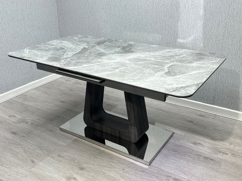 Zermatt 120cm Dining Table (120cm Fixed Top) (Grey Ceramic) with 4 Zermatt Chairs