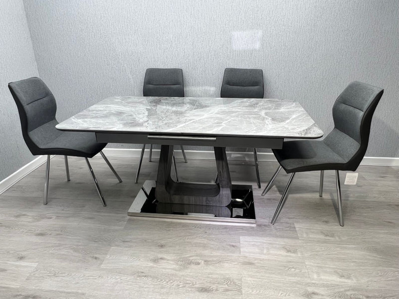 Zermatt Extendable Dining Table(160 – 200) (Grey Ceramic) with 6 Zermatt Chairs