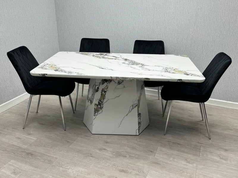 Capri Marble Effect Dining Table Set