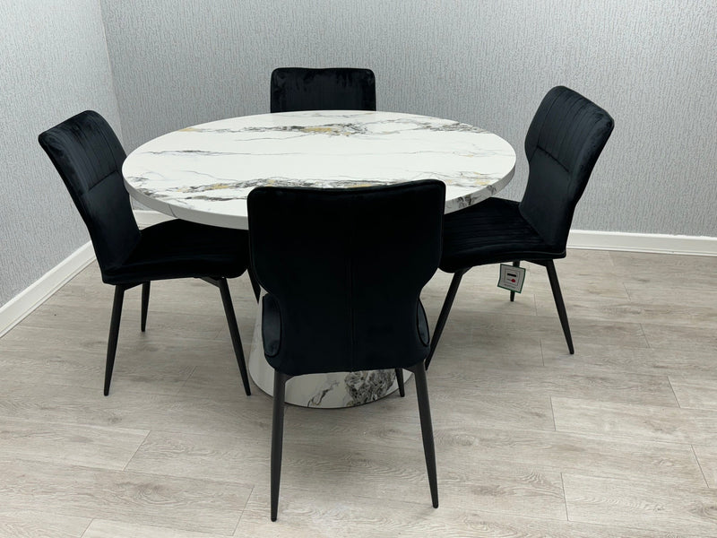 Capri Round Marble Effect Dining Table Set