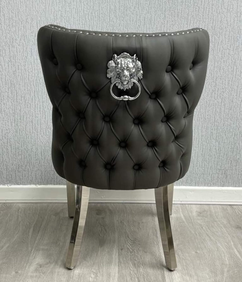 Valentino Grey Leather dining chair