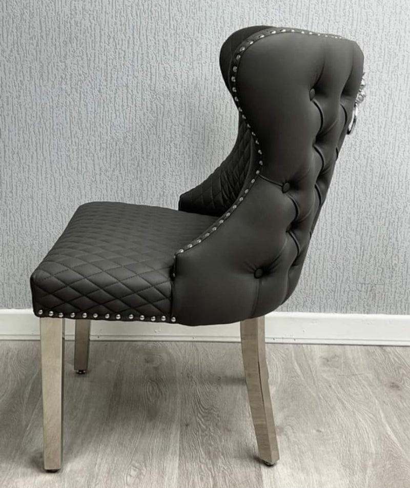 Valentino Grey Leather dining chair