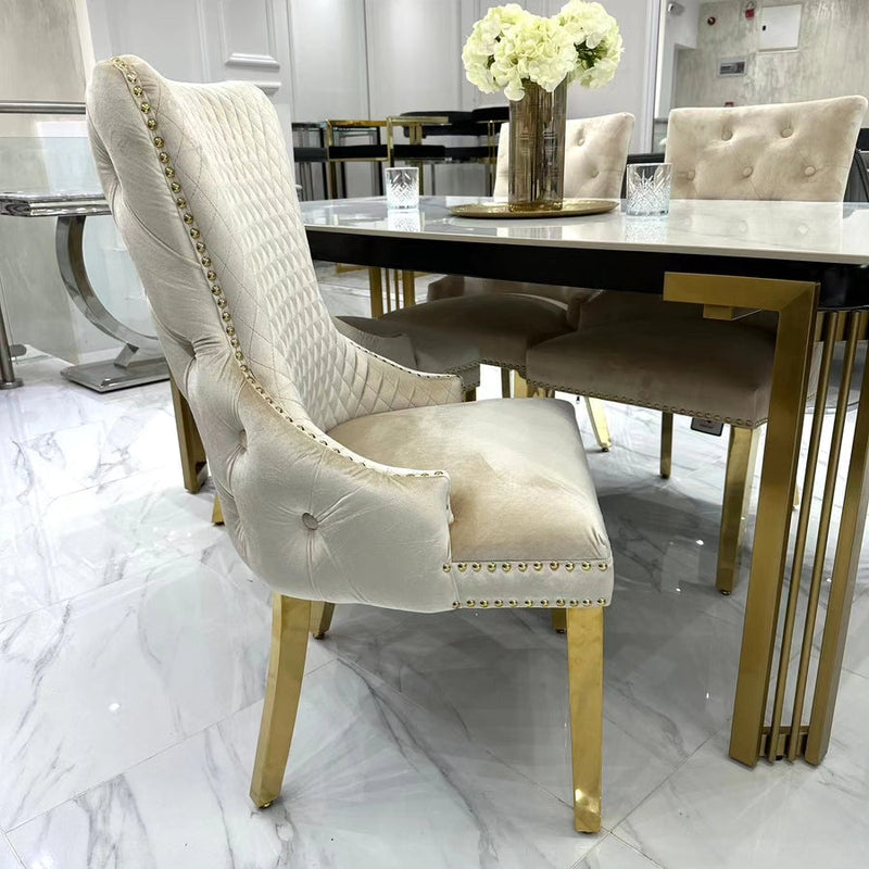 Sorrento Sintered Stone Rectangle Dining Table + Victoria Velvet Dining Chairs