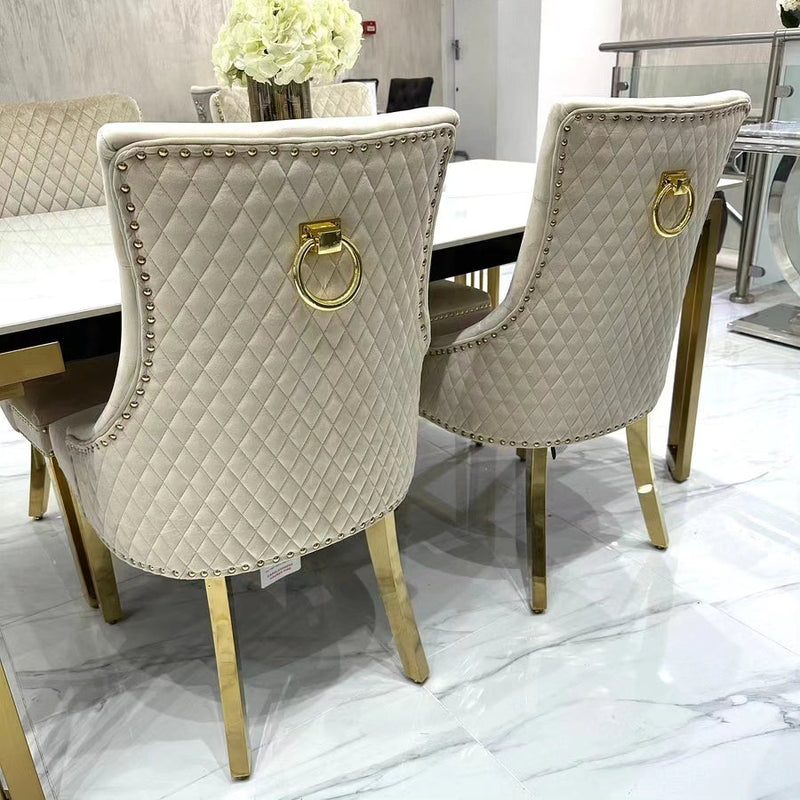 Sorrento Sintered Stone Rectangle Dining Table + Majestic Velvet Dining Chairs