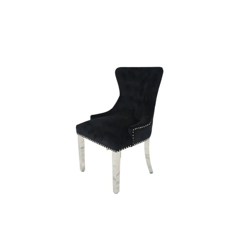 Chelsea Black Velvet Ring knocker Dining chair