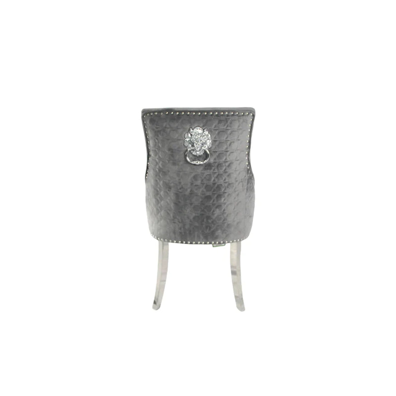 Roma Dark Grey Lion knocker Dining Chair