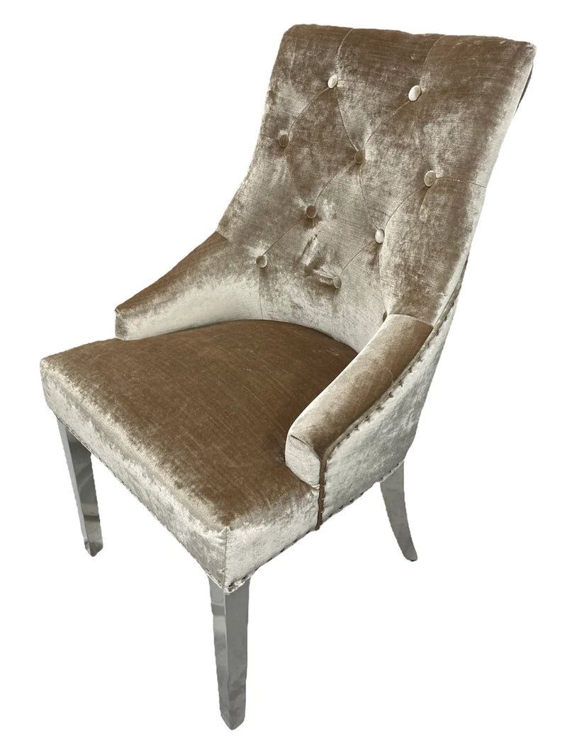 shimmeryVelvetdiningchair shimmeryvelvetchair goldlegsdiningchair diningchair lionknockerdiningchair creamvelvetdiningchair blackvelvetdiningchair dining diningroom chair 