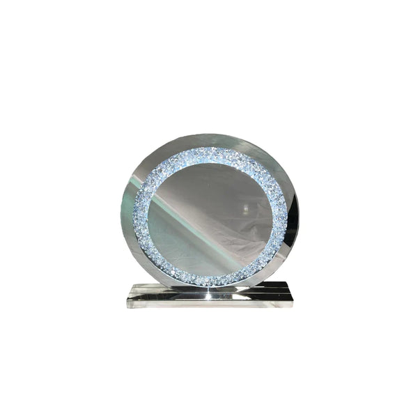Crushed diamond round dressing table LED mirror