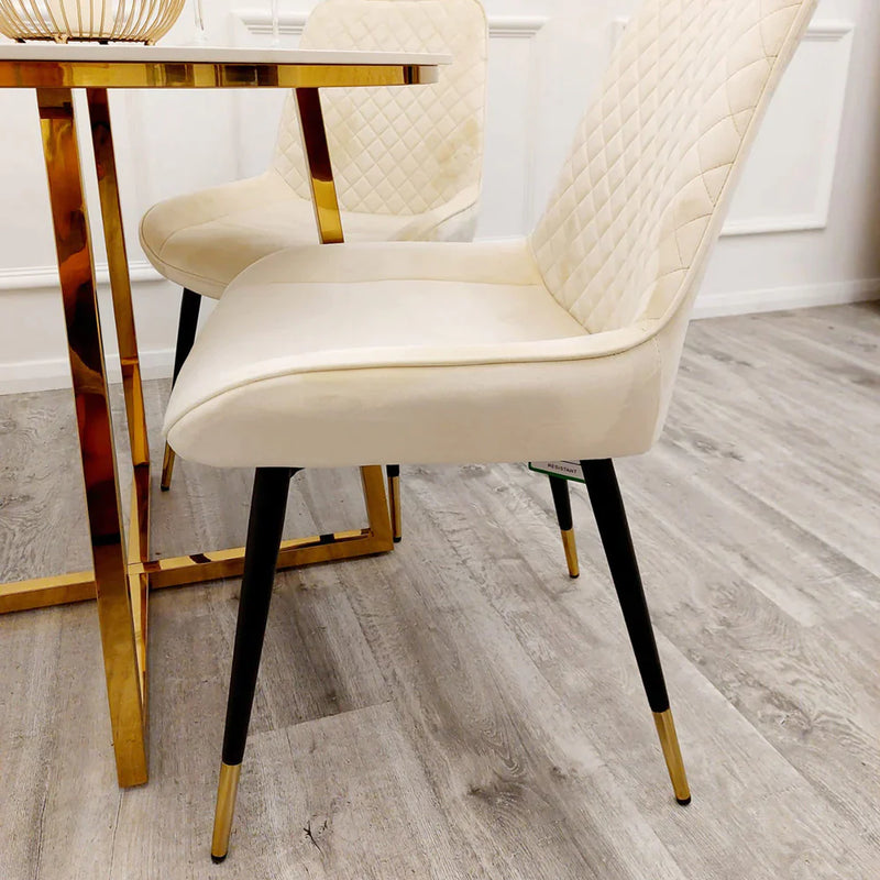 Luna Velvet crossed stich Dining Chair