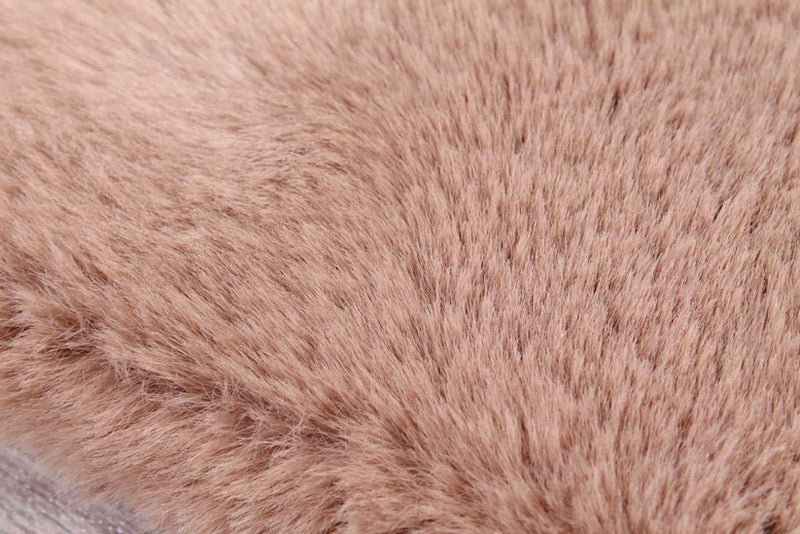 LUXE FAUX FUR RUG PLAIN BEIGE