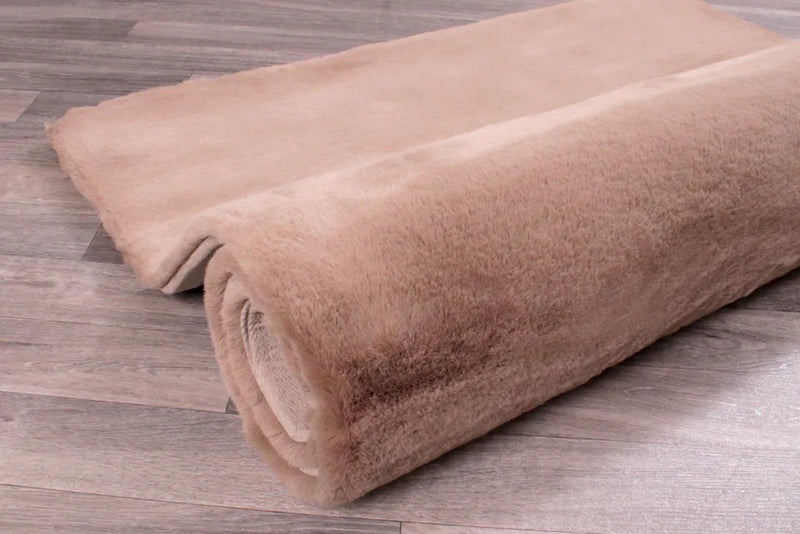 LUXE FAUX FUR RUG PLAIN BEIGE