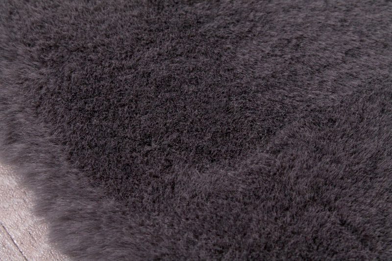 LUXE FAUX FUR RUG PLAIN CHARCOAL