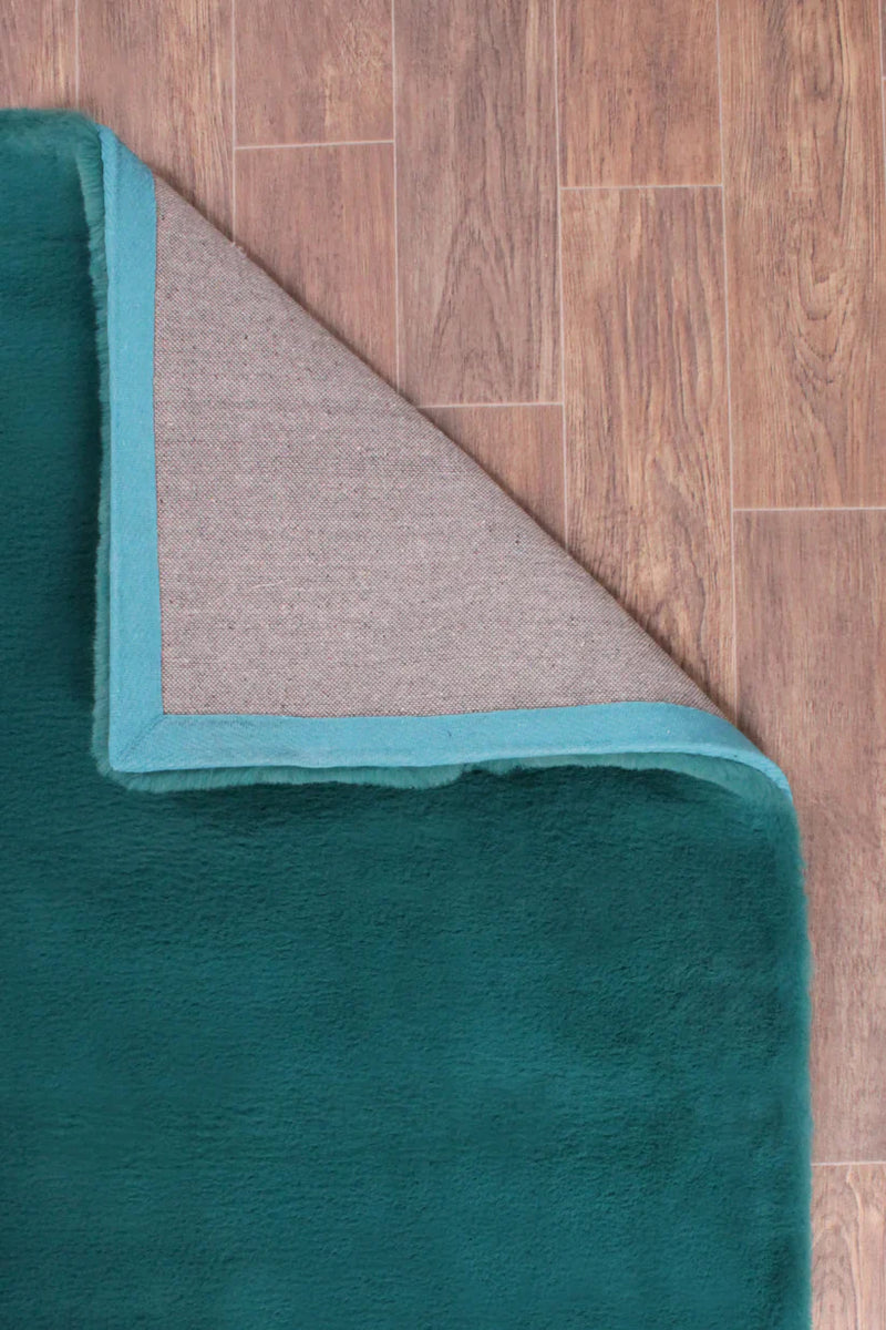 LUXE FAUX FUR RUG PLAIN TEAL